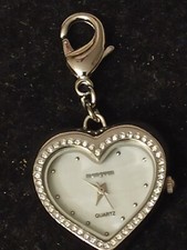 Herz Uhr, Kettenanhänger, Charm, Glitzersteine, Tadeloser Neuer Zustand 