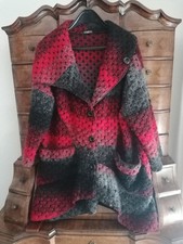 Italy Damen Wolljacke/Swinger, Gr. XXL, Fa. rot-schwarz-grau, Guter Zustand 