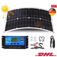 Solarpanel Solarmodul 60A Ladegerät USB Kit Für Wohnwagen Camping Boot 300W 12V
