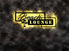 Beach Lounge LED Deko Beach Bar Schild Palm Tresen Deko Open Air Neon