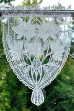 Scheibengardine Fensterbild Magarite Plauen Stickerei Stangendurchzug 28 x 40 cm