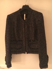 Kurze Bolero Jacke Schwarz Grau Silber Glitzer Größe 40 von Valerie Perrini