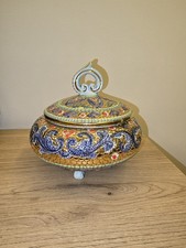 ITALIENISCHE KERAMIK GIALLETTI DERUTA HANDGEMALT  TOP VINTAGE TREND GOLD DEKO