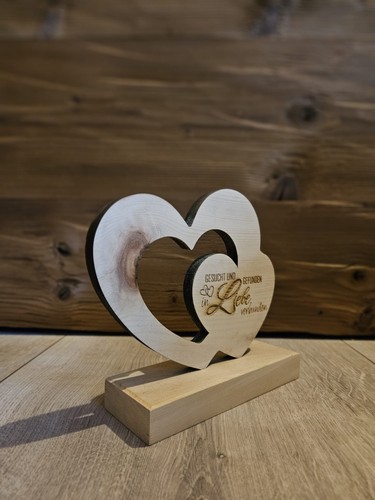 Aufsteller holzherz aus zirbe - holzherz,