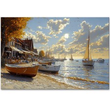 Leinwand Bild Strand Meer Boot