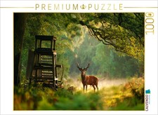 CALVENDO Puzzle Majestätischer Hirsch im Morgenlicht am Waldrand | 1000 Teile Le