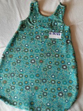 Baby Schlafsack Strampelsack grün bunt Blumen Handarbeit Fleece Futter neu
