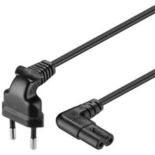 TV Geräte Fernseher Netzkabel  Euro-Stecker an Gerätebuchse 90° schwarz / weiss