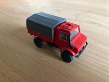 Roskopf 1:100 UNIMOG Feuerwehr Militär Pritsche Plane rot unbeschädigt OHNE OVP