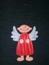 Schutzengel Holz bemalt 14 cm hoch NEU