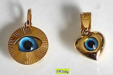 2 x Anhänger / Amulett "Blaues Auge" 14 Karat Gelbgold