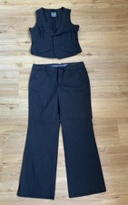Esprit Hosenanzug Damen Gr. 40-42 Nadelstreifen schwarz Set Weste mit Anzugshose