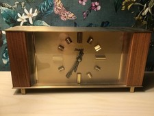 Heges Tischuhr Kaminuhr Midcentury Messing Quarzwerk Batterie