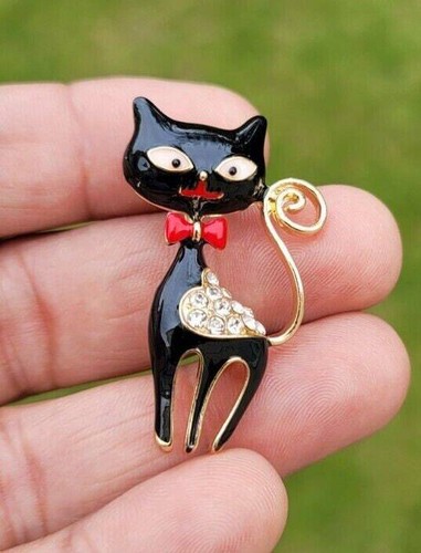Schwarze katze brosche - schwarze,