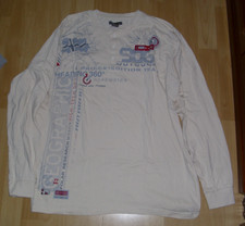 Herren Shirt langarm Gr. XL beige vorn bedruckt kleine Knopfleiste atlas for men