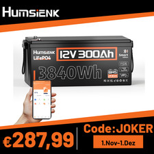 12V 300Ah LiFePO4 Akku Lithium Batterie BMS Bluetooth Trolling-Motor Wohnmobil