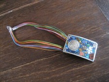 Modernist Designer Collier Mayakalender 925er Silber Stein Mosaik Unikat massiv