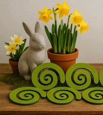 6 floristische Spiralen Holz 55mm grün Ostern Frühling Kranz Tischdeko Schnecken