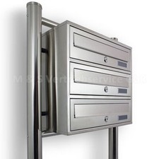 Standbriefkasten Postfach Briefkastenanlage Freistehend Edelstahl 3er Bituxx®