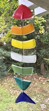 Windspiel Glaswindspiel Mobile Glas Fisch Fischskelett maritim bunt 41 cm