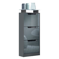 Schuhschrank Schuhfach Diele Flur Schrank Space V2 Anthrazit Hochglanz Naturtöne