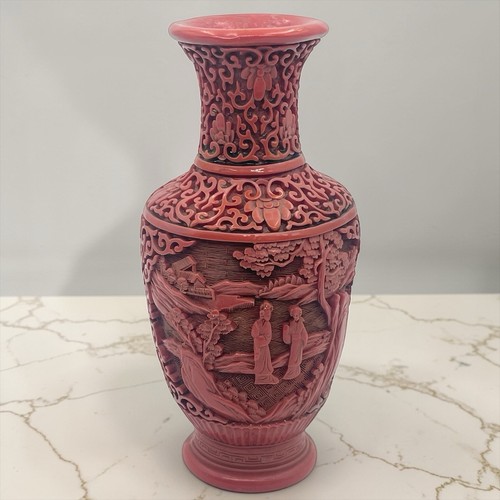 Alte china rot lack vase - alte,