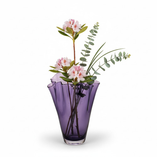 Vase glas gewellt violett - gewellt,