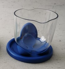 1 Becher Glasklar+blau mit