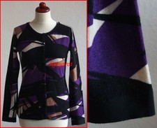 Escada Sport  Cardigan Strick Jacke Wolle Kaschmir feinstrick Lila Schwarz Creme