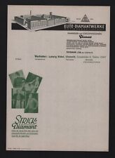 SIEGMAR u. CHEMNITZ, Briefbogen 1934, Elite-Diamantwerke AG, Vertreter L. Bickel