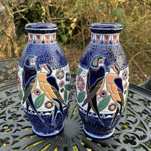Paar amphora keramik vasen - paar,