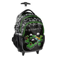 MINECRAFT Schultrolley Schulranzen auf Rollen TROLLEY RANZEN GAME PIXEL