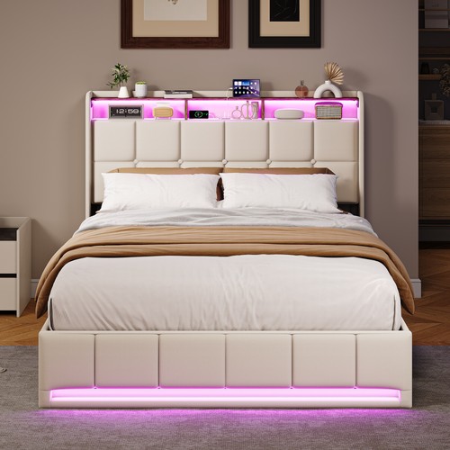 Polsterbett doppelbett mit - polsterbett,doppelbett, led