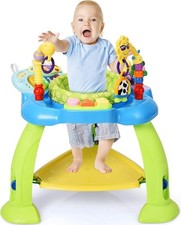 2 in 1 Spieltisch und Trampolin Baby, Aktivitätshüpfer mit Lichter, Melodien ...