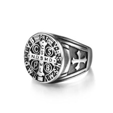 Tribal Spirit Ring Edelstahl Benedikt Kreuz Templer Männerbund Siegelring