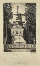 Original Radierung Mühle