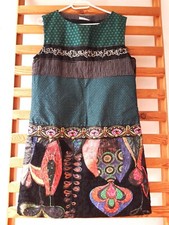 DESIGUAL Hippie Kleid EYECATCHER Perlen Pailletten"gespachtelte"3D FARBEN Brokat