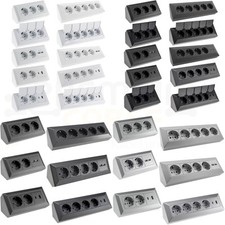 Steckdosenblock "Delphi" 2er-5er 45° gewinkelter Montage-Aufbau für Küche Büro..