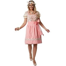 Damen Mini Dirndl Trachtenkleid Kleid Schürze Oktoberfest Wiesen Volksfest Rosa
