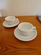 2  ACF Espressotassen mit Untertassen Espresso Tassen  weiß Tropfenform Vintage