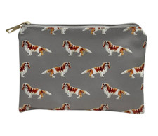 Damen King Charles Spaniel Kosmetik Make-up Tasche gefüttert Reißverschluss Etui Hundeliebhaber Geschenk