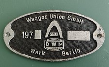 ORIGINAL Reichsbahn Schild DDR WAGGON UNION GmbH WERK BERLIN DWM 1970er