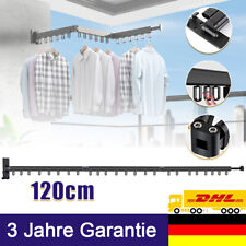 Klappbar Kleiderstange Wandmontage Kleiderhaken Einziehbar BalkonWandhaken 120cm