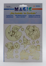 Vintage Herma Magic Glow in the Dark Leucht-Sticker Bogen: niedliche Bären / Ovp