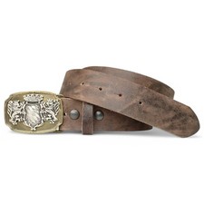 FRONHOFER Trachtengürtel zweifarbig mit Bayern Wappen, echt Leder