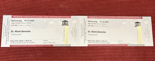 Mark benecke 2 tickets - benecke,