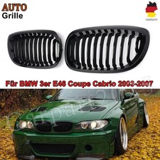 für BMW 3er E46 Coupe Cabrio 2003-07 330Ci GLÄNZ SCHWARZ Nieren Kühlergrill Mopf