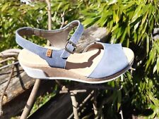 EL NATURALISTA Leder KULT Sandale VAQUERO Leaves BLAU Schuhe Ankle Wedges 41 NEU