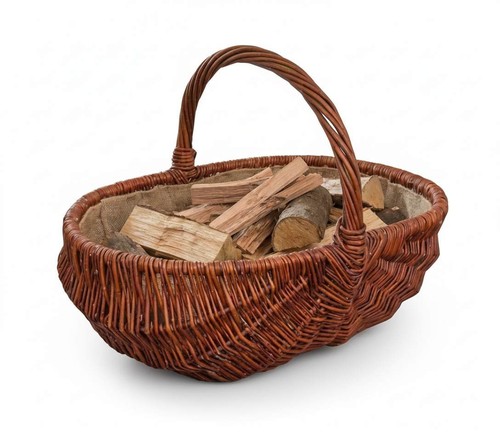 Brennholzkorb weide jute - brennholzkorb,