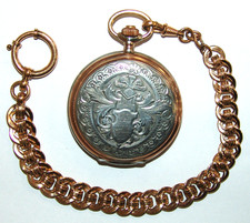 Alte Herren - Taschenuhr mit Sprungdeckel Savonette Silber 800 Wappen - Gravur